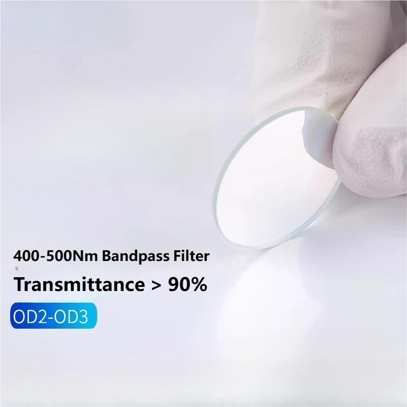 1PC 400-500nm Bandpass Filter 400-500nm Pass Band, 90-100nm BW 0.5mm 1.1mm Thick