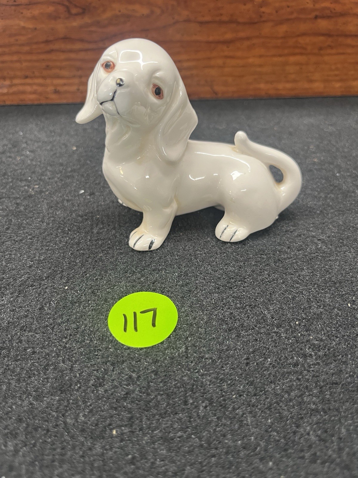 vintage white ceramic dachshund figurine
