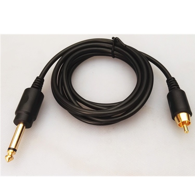 2m High Quality Tattoo Machine RCA Clip Cord Copper Wire Core Black Soft Leather