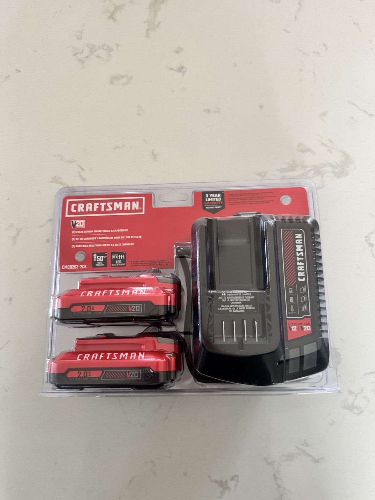 Craftsman V20 CMCB202-2CK 20V Lithium-Ion Kit (2 Batts and Charger) SEALED NEW