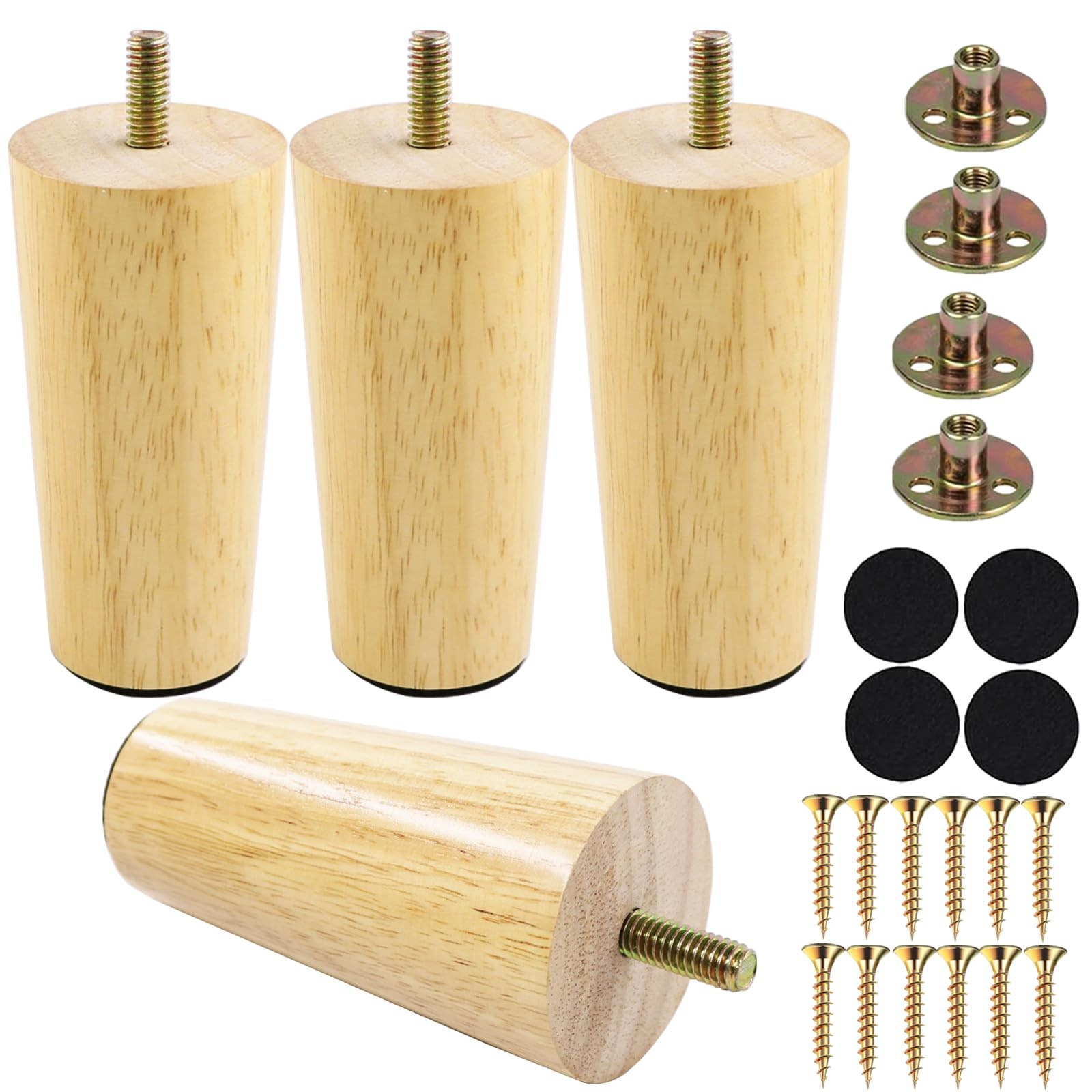 Yaliuliu 4 Inches Round Solid Wood Furniture 4 inch (Natural), Natural 