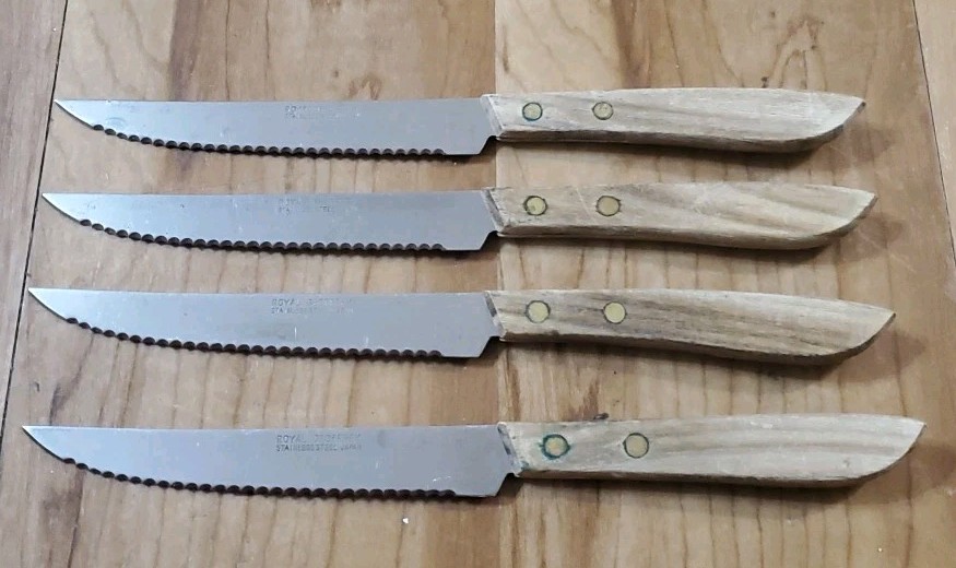 Set Of 4 Vintage Royal Geoffrey Steak Knives Stainless Steel Japan