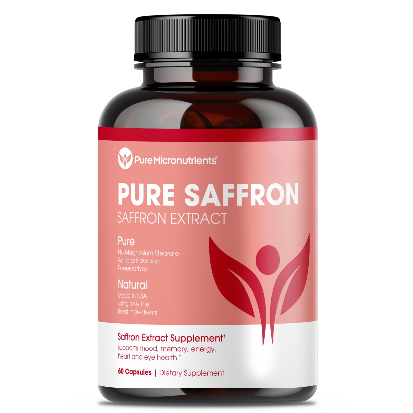 Saffron Supplements - 100% Pure Extract Capsules 60 Count (Pack of 1) 