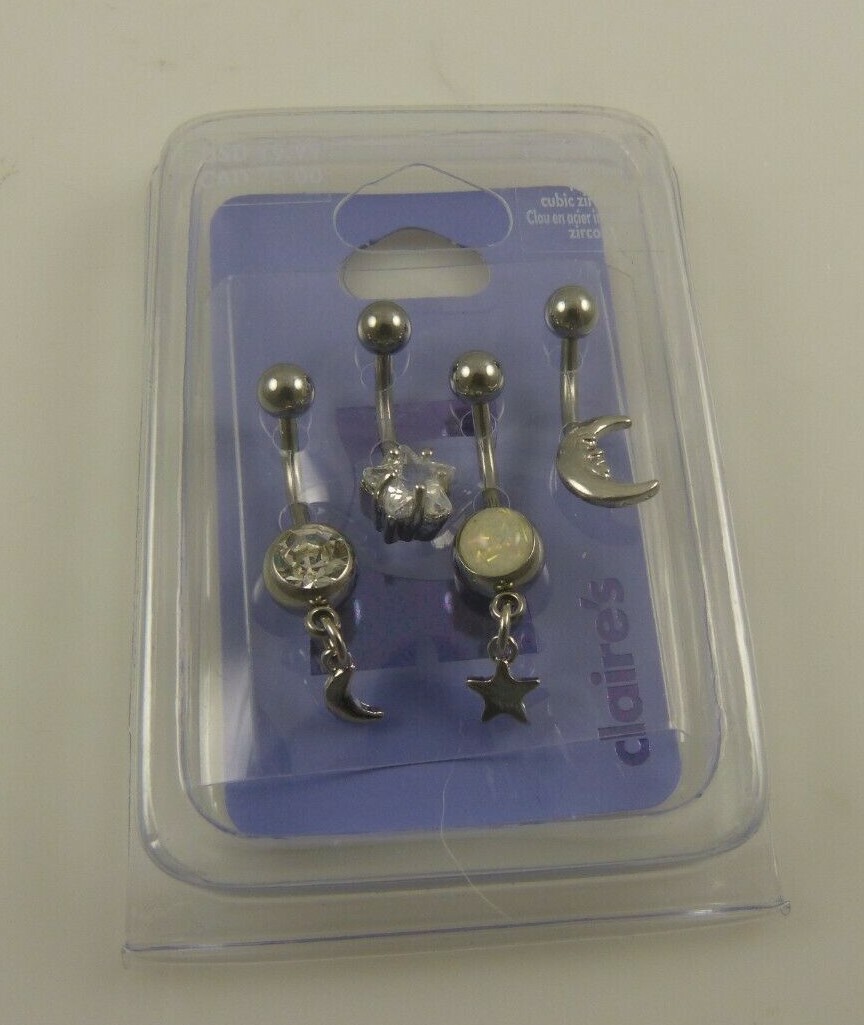 Body Jewelry belly button naval ring piercing navel celestial moon dangle star 