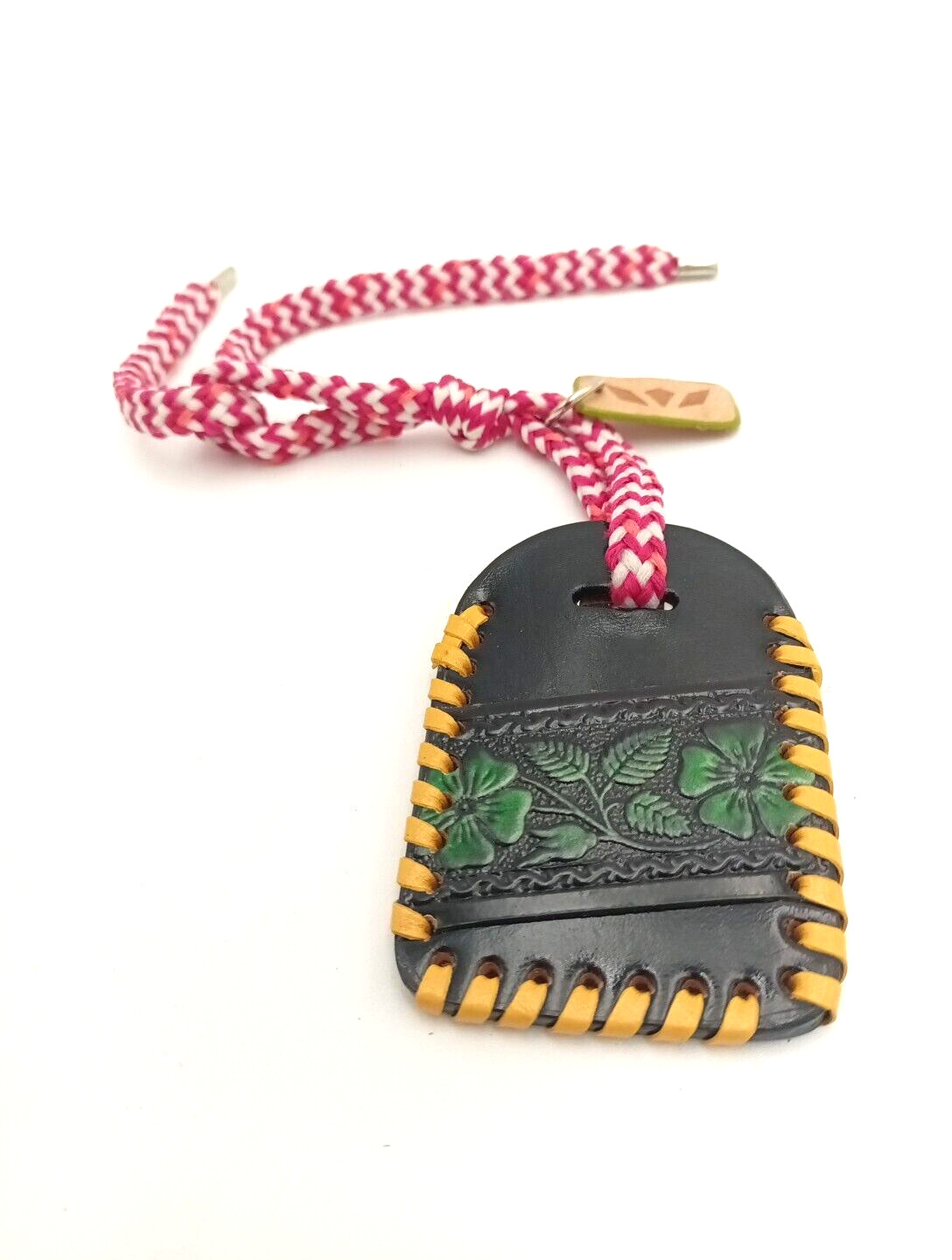 Consuela Maren Leather Luggage Tag - Green and Yellow