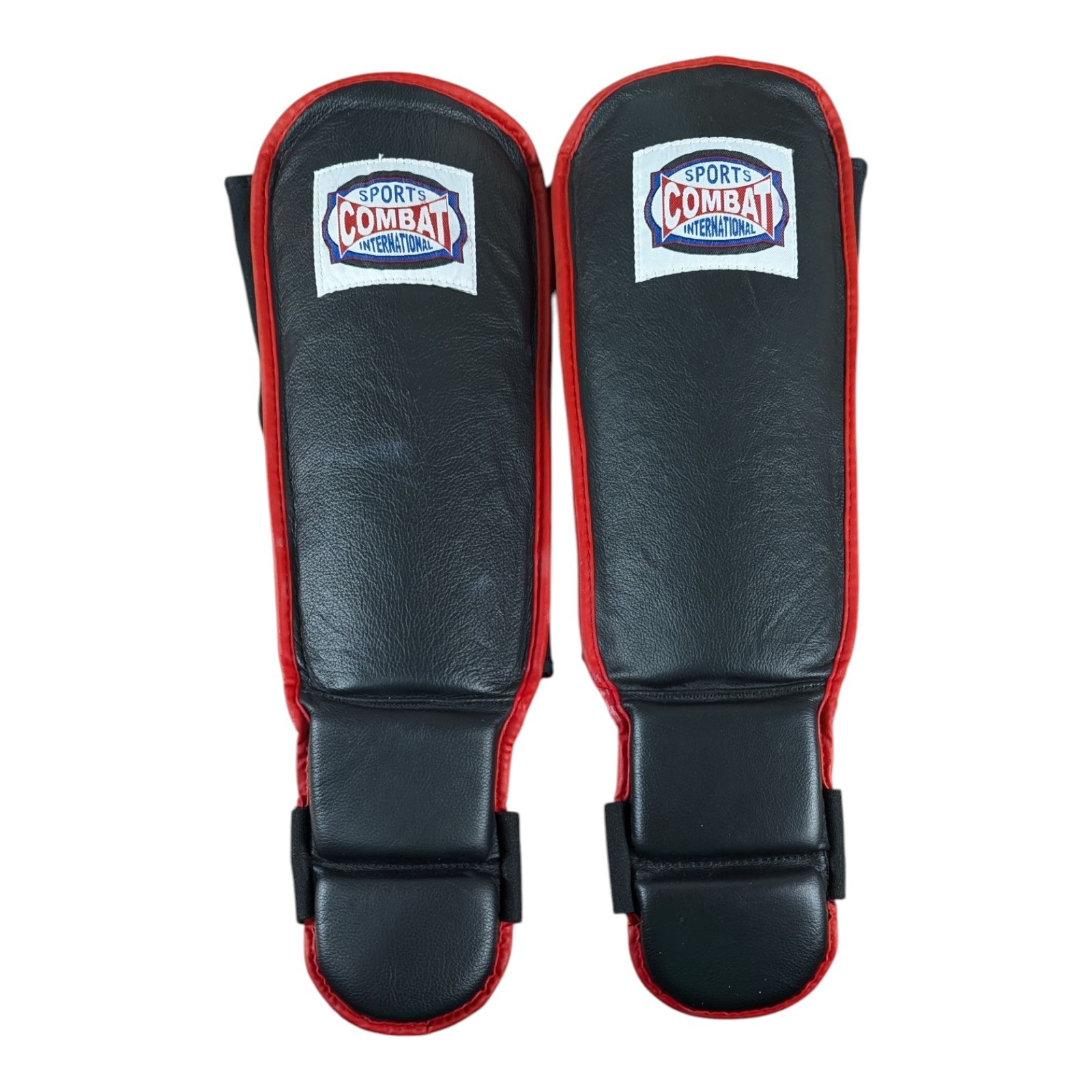 Combat Sports MMA Kickboxing Shinguards Black Red Karate Grappling Muay Thai