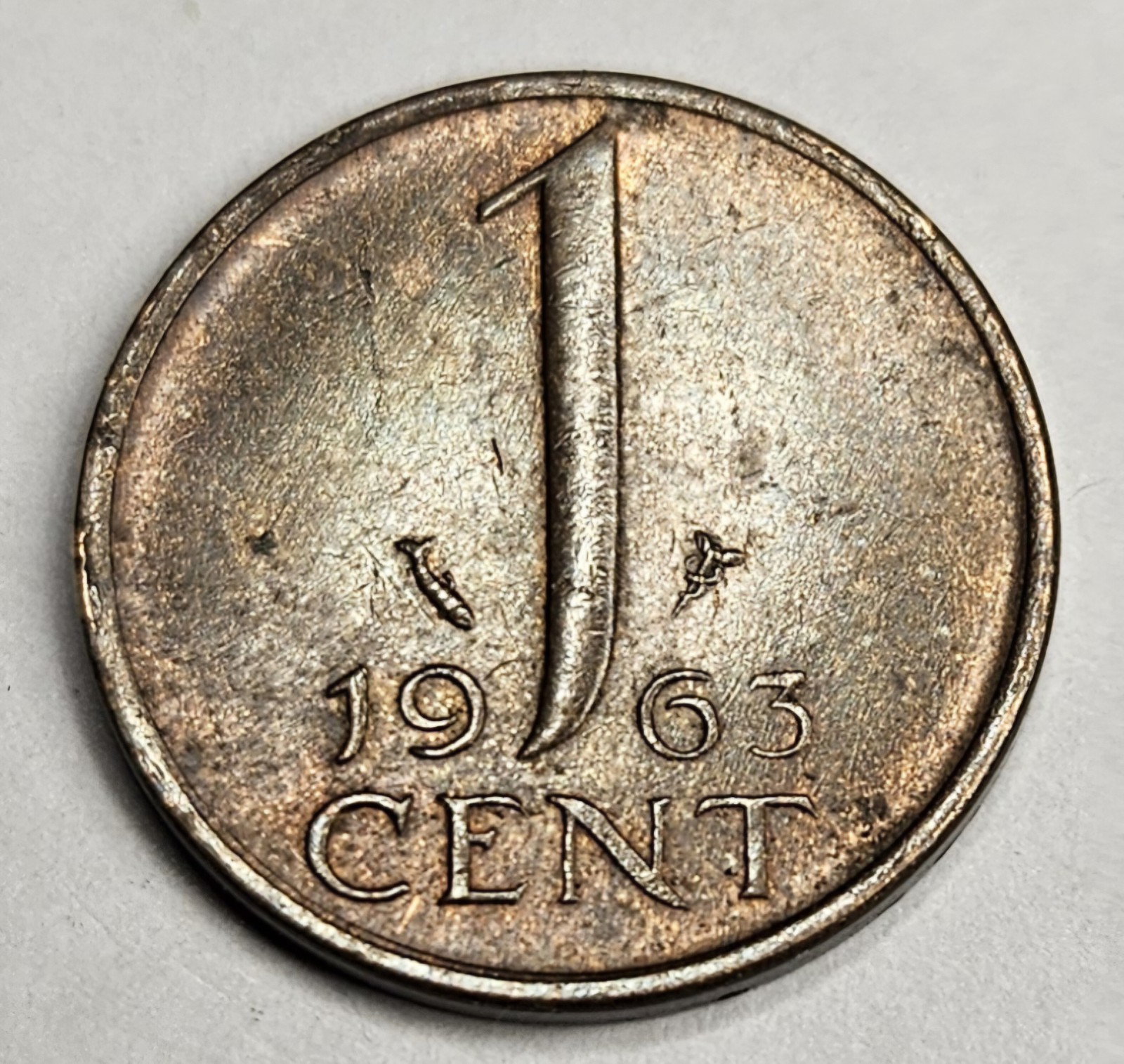 1963 Netherlands 1 One Cent - Circulated Dutch Bronze World Coin - Europe