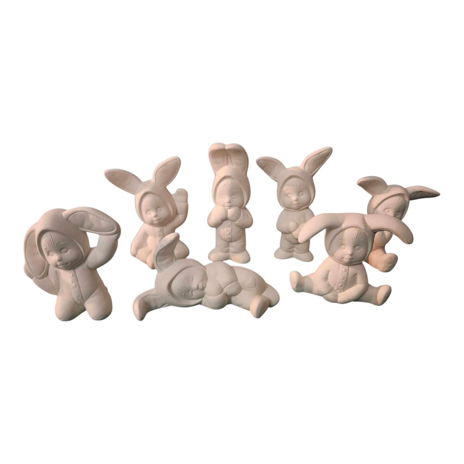 Lot Of 7 Vintage Sweet Tots Ceramic Bisque Bunnies Ready to Paint Dona’s Molds