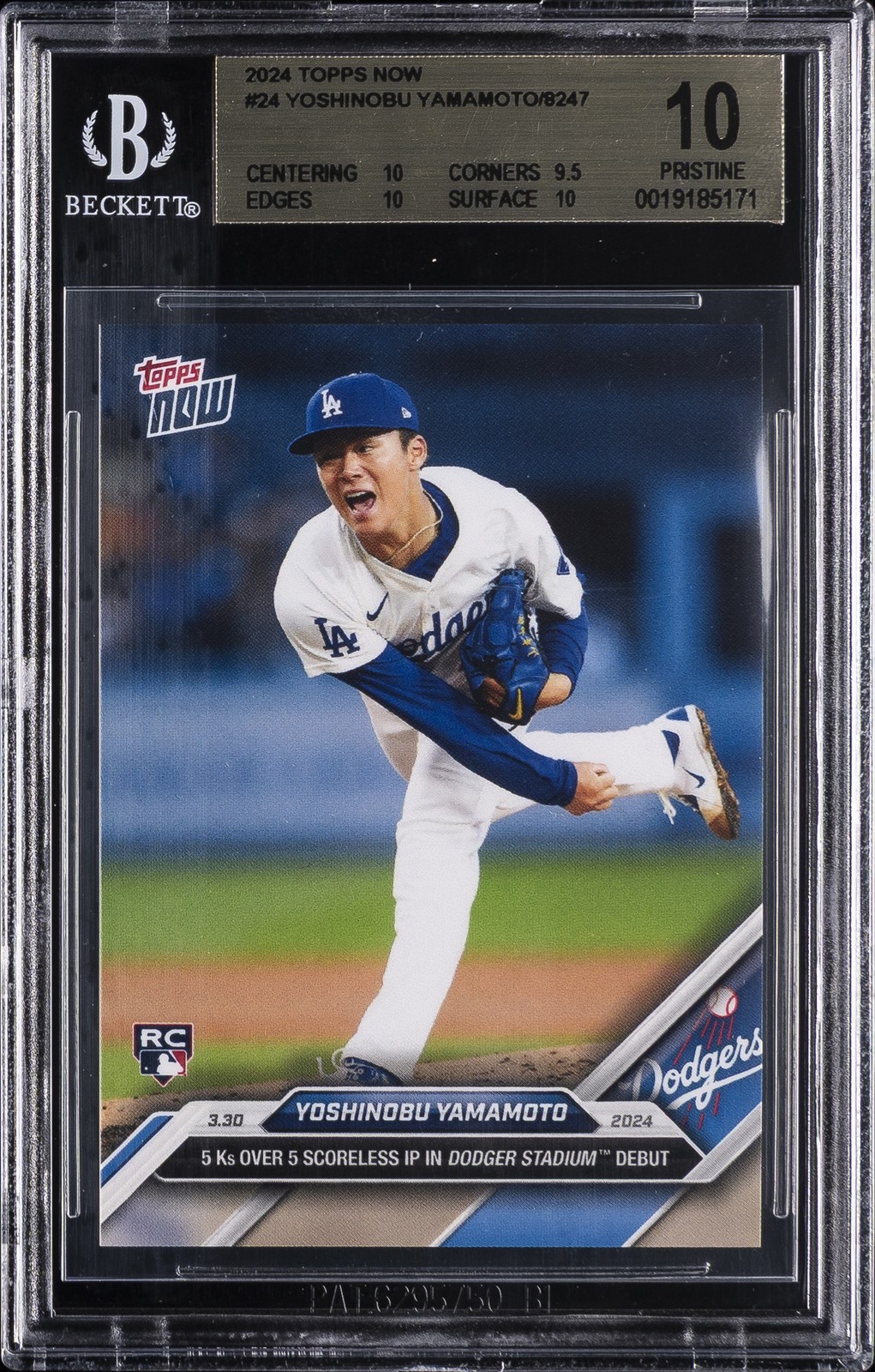 2024 TOPPS NOW #24 YOSHINOBU YAMAMOTO/8247 BGS 10