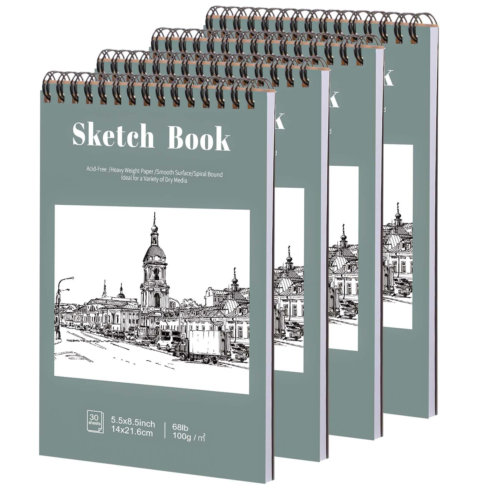 4 Pack Small Sketch Books, 5.5 x 8.5 Inch × 8.5Inch（4 Pack）, Light Cyan 