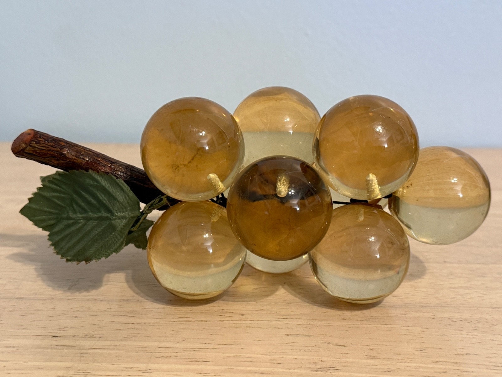 Vintage MCM Lucite Large Yellow Grapes Cluster 8''