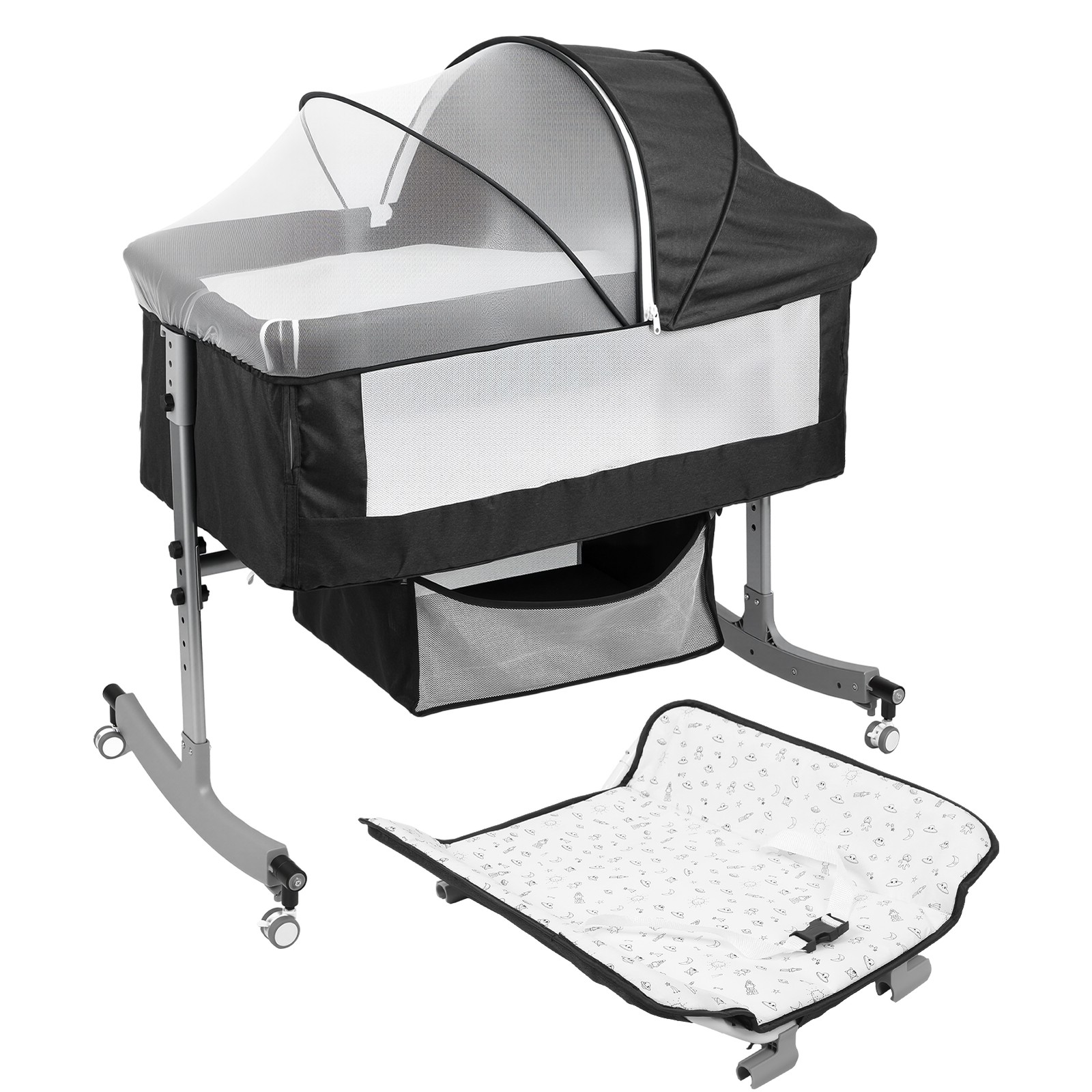 Stable 4in1 Baby Bassinet Portable Bedside Sleeper with Basket & Mosquito Net