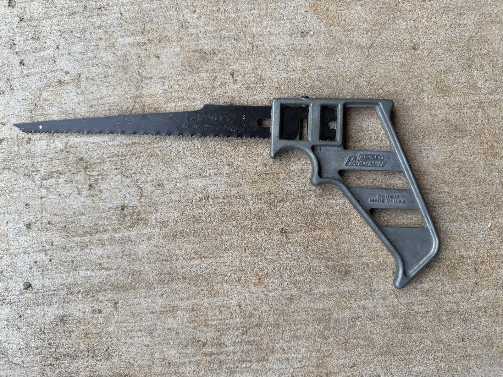 Stanley Vintage Hand Saw No. H1275 with Blade No. 15-276 Cast Iron  Grip Handle