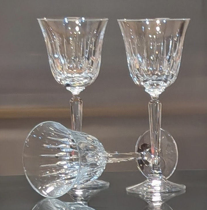 Set of 3 Vintage Mikasa INTERLUDE Water Goblets, Crystal Glasses, 8 oz 8 3/8"T