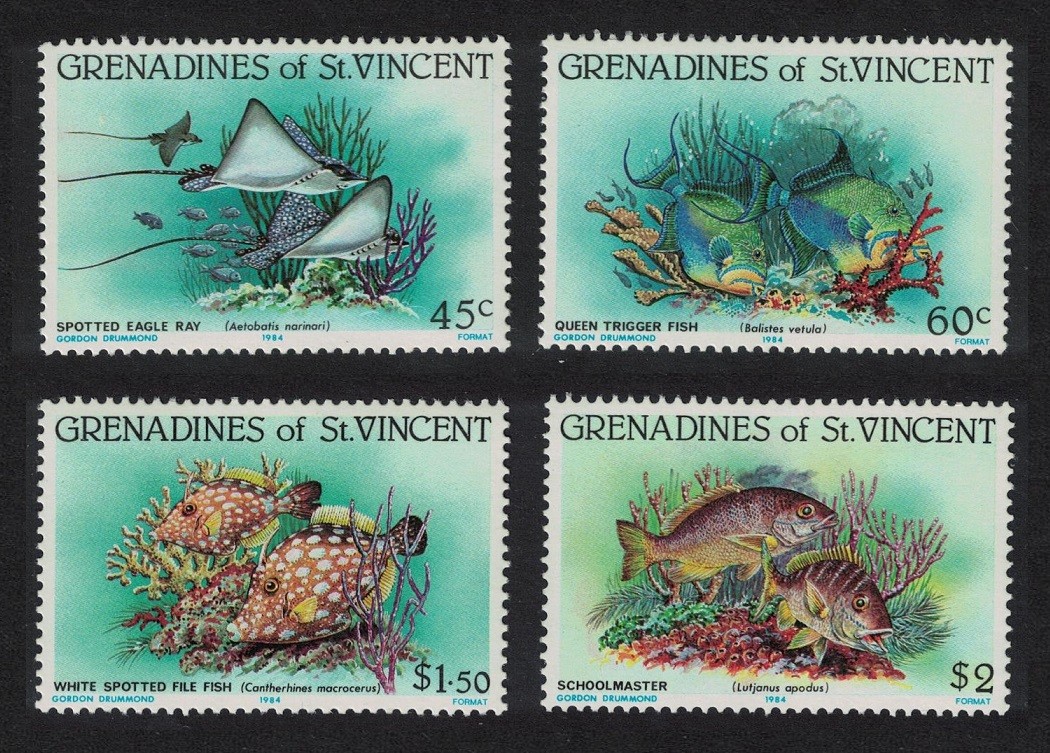 St. Vincent Gren Sharks Manta Reef Fish 4v 1984 MNH SG#287-290 Sc#399-402