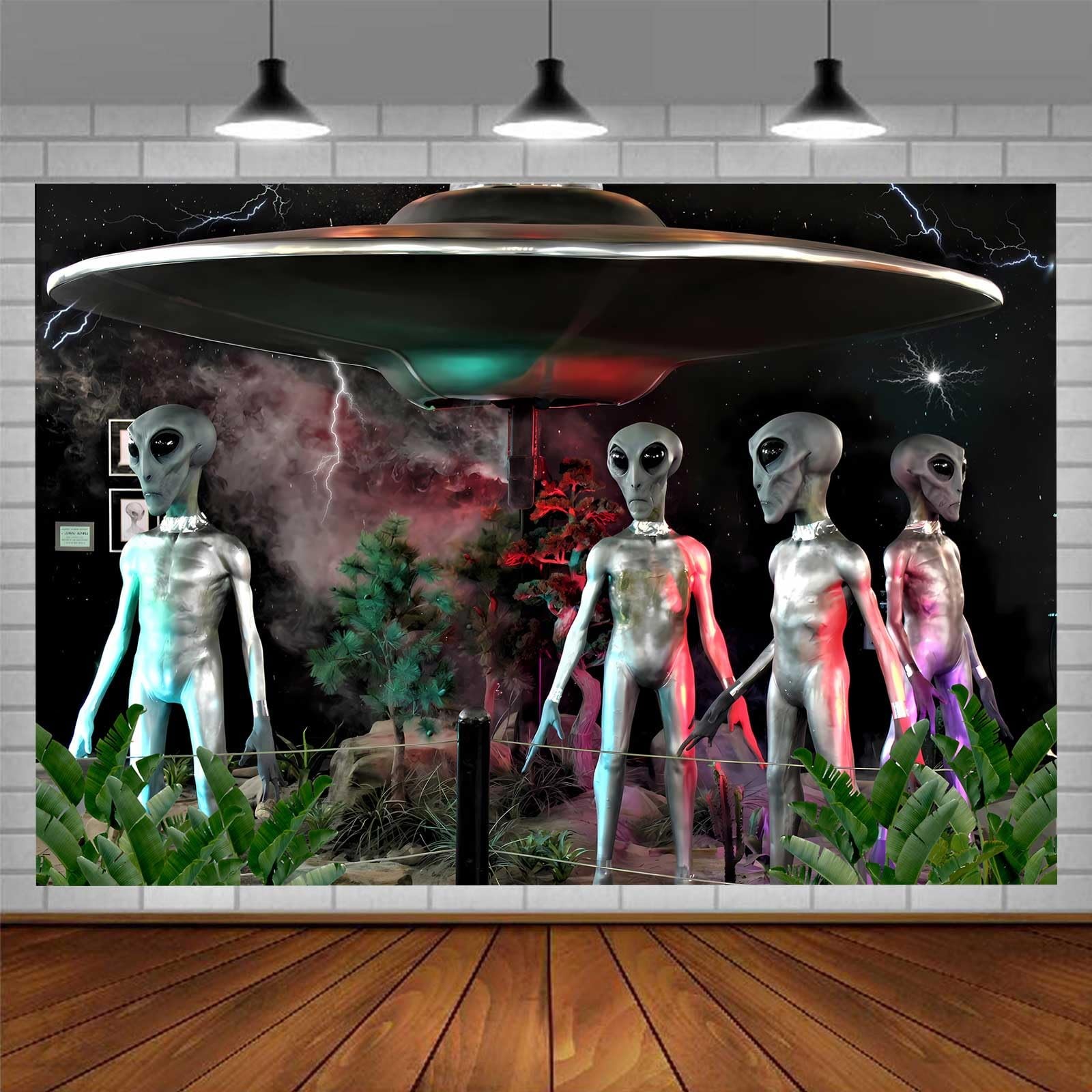 UFO Alien Backdrop, 10x7ft, Alien Flying Saucer Photography Backgrounds Space...