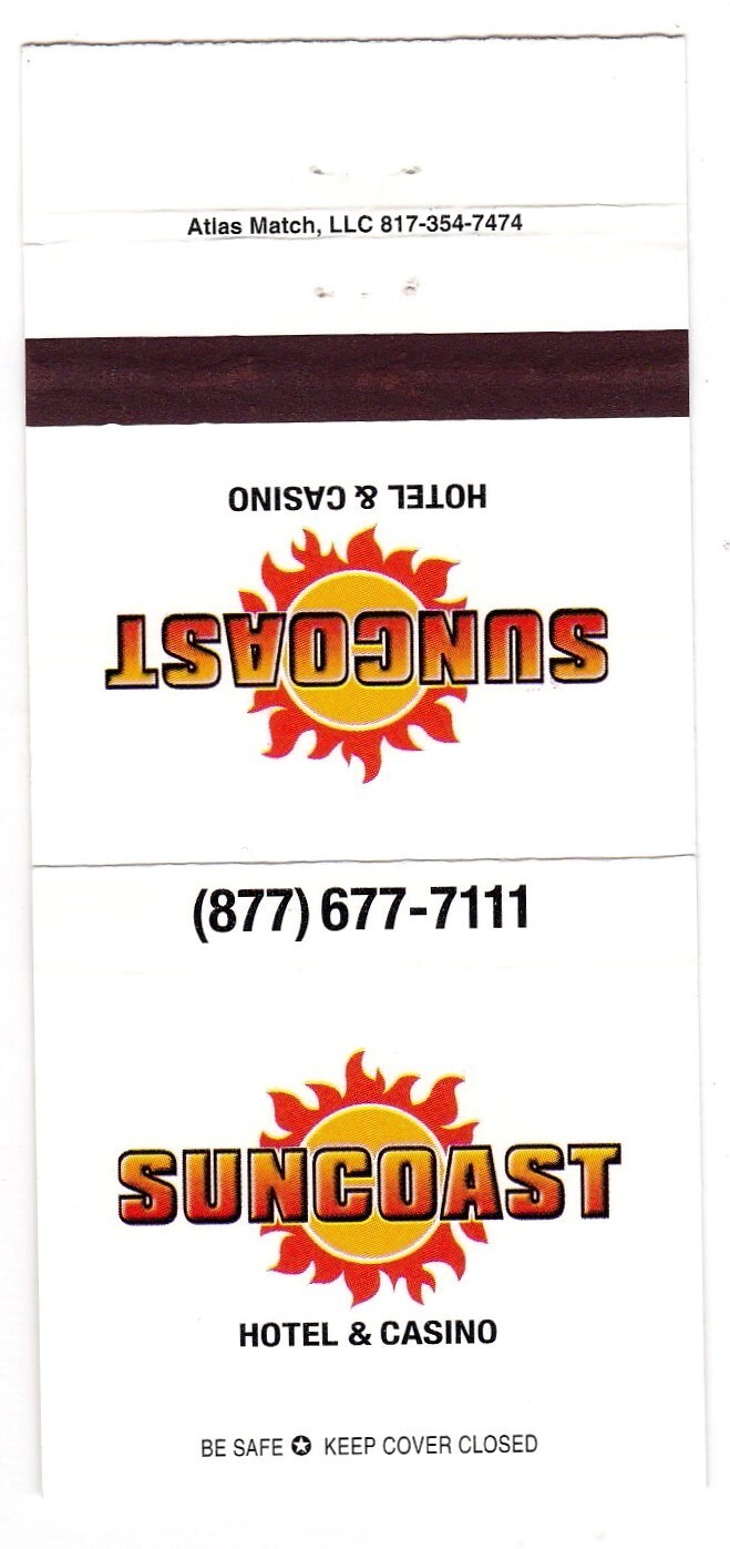Suncoast Hotel & Casino  Las Vegas Matchbook Cover icmsc5