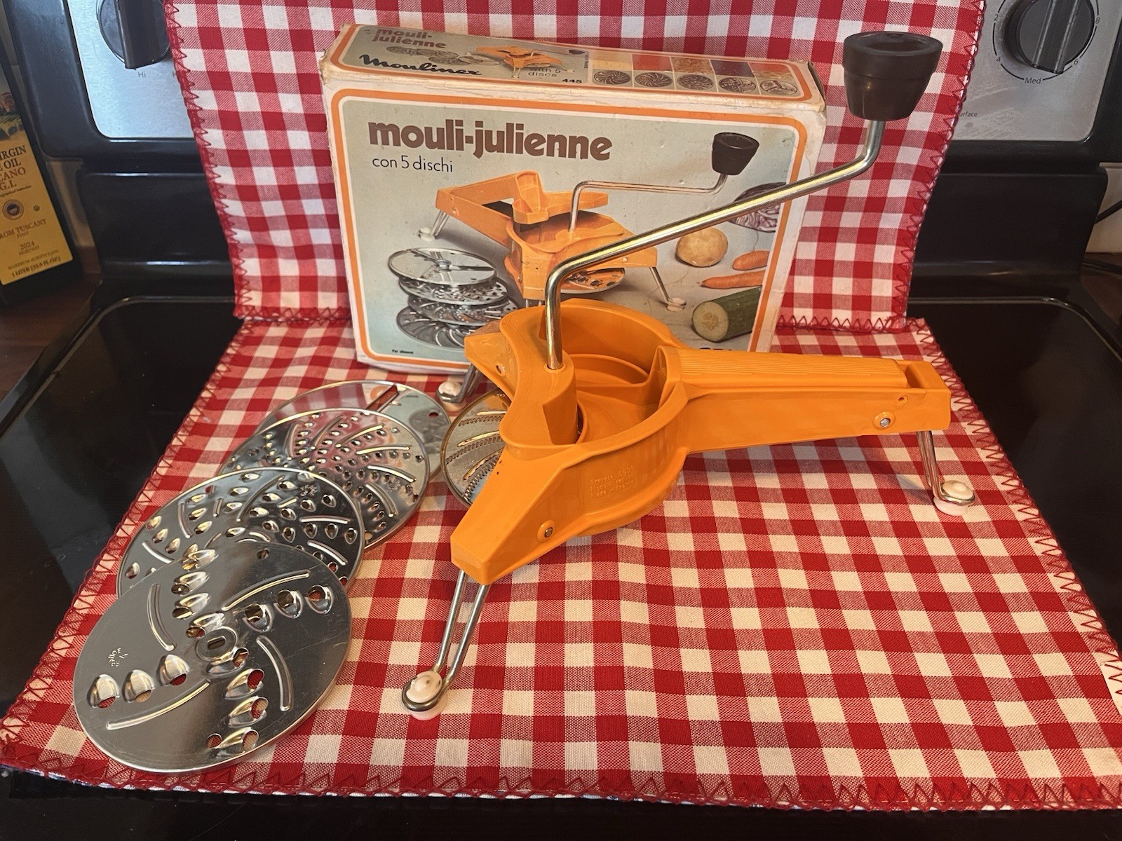 Vintage Moulinex Mouli-Julienne Slicer Grader Model 445 | Original Box & 5 Discs
