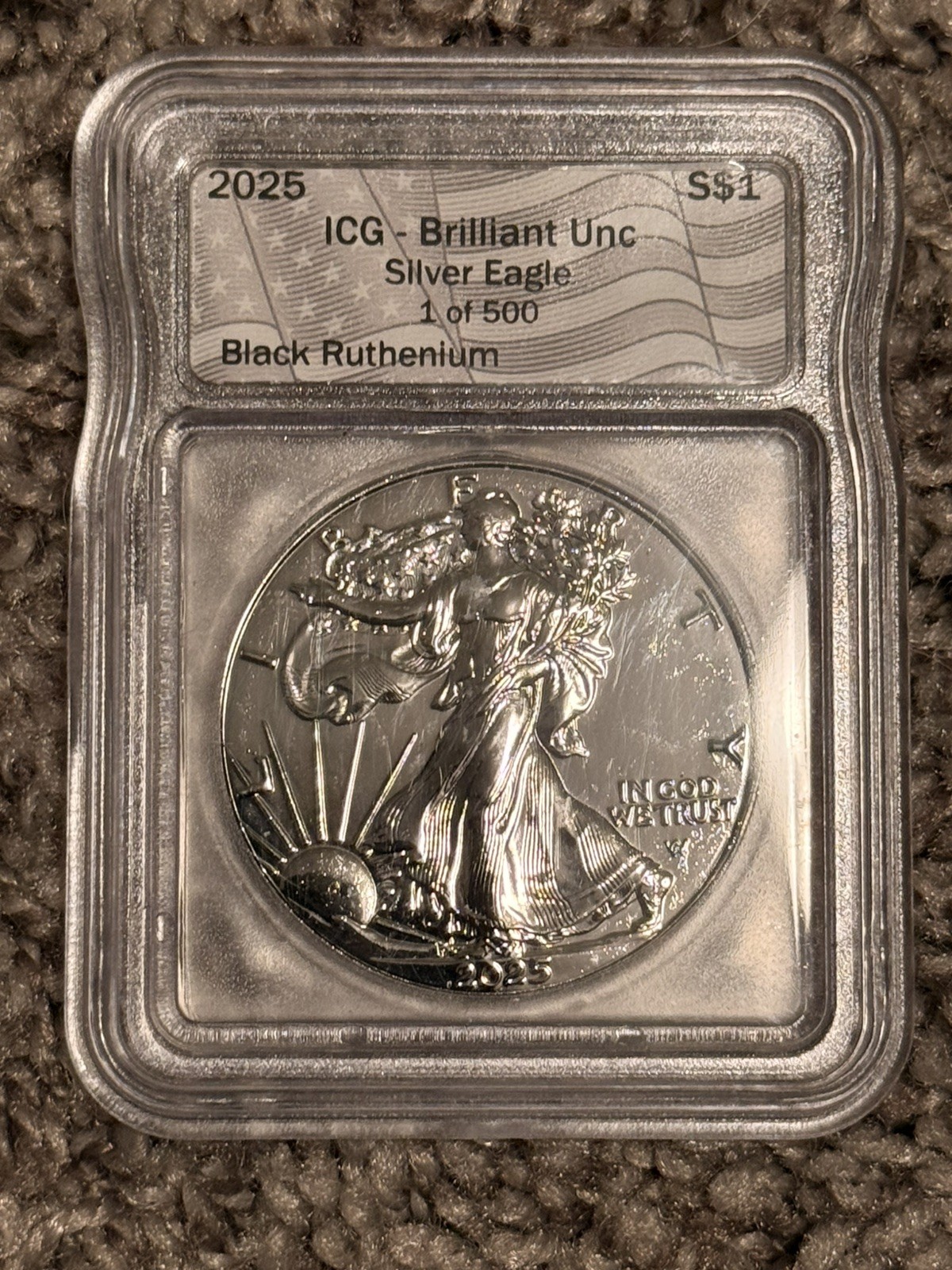 2025 Silver Eagle ASE ICG Brilliant Unc Black Ruthenium  1 of 500