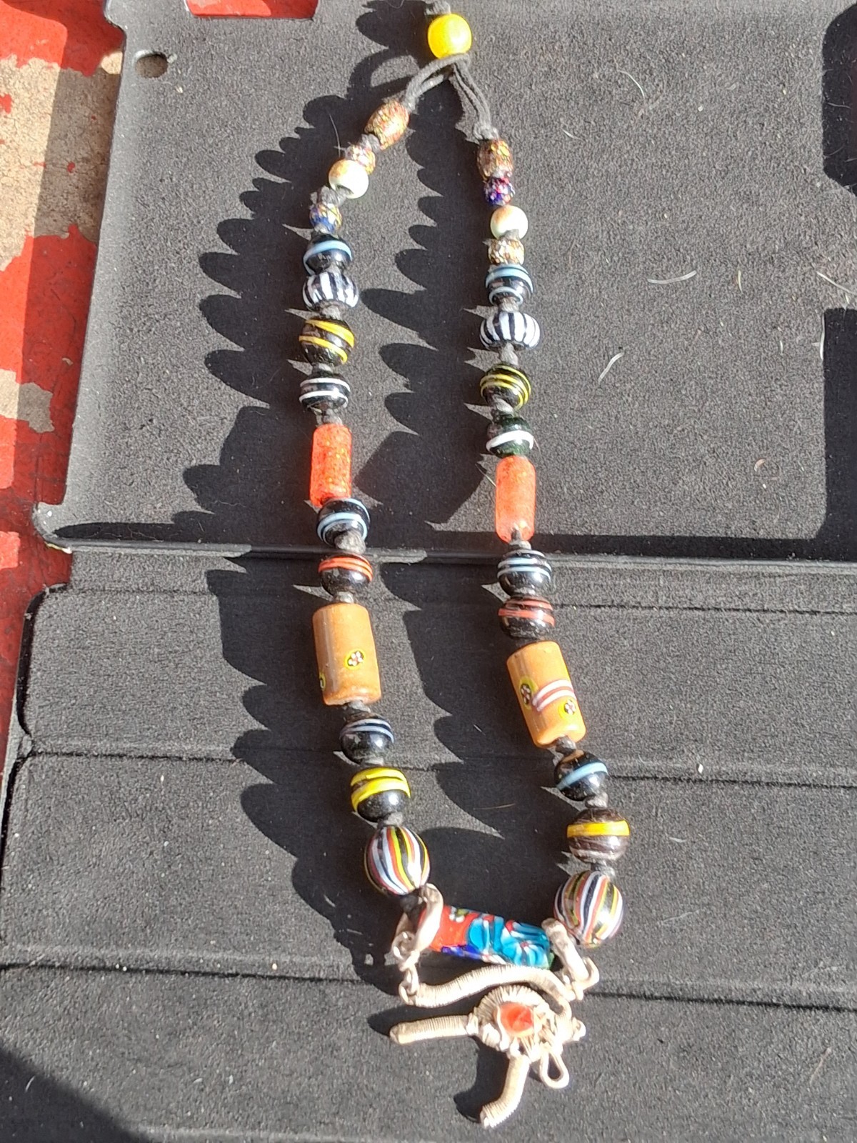 127 Gram TW African Trade Beads 60s With Eye Of Horris 925 Opal Eye