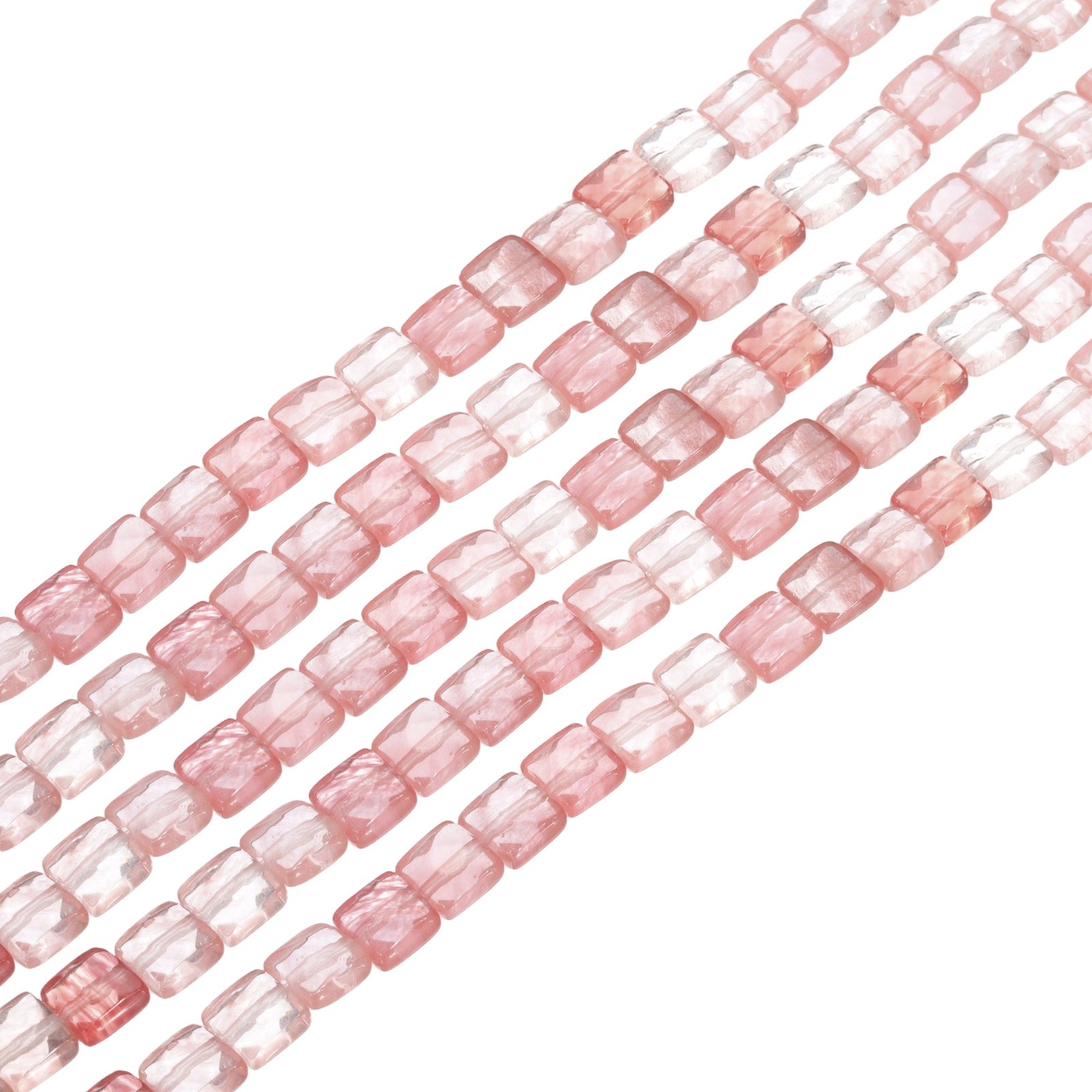 25 Pack Natural Stone Beads, 8mm Red Crystal Stones, Clear Pink