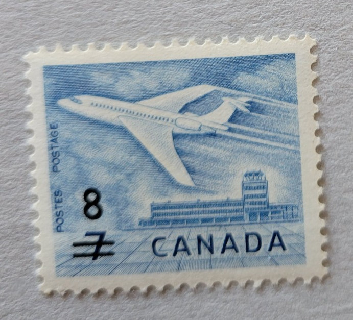 canada stamp #430 - Jet Plane, Ottawa (1964) 8¢ on 7¢ MNH OG