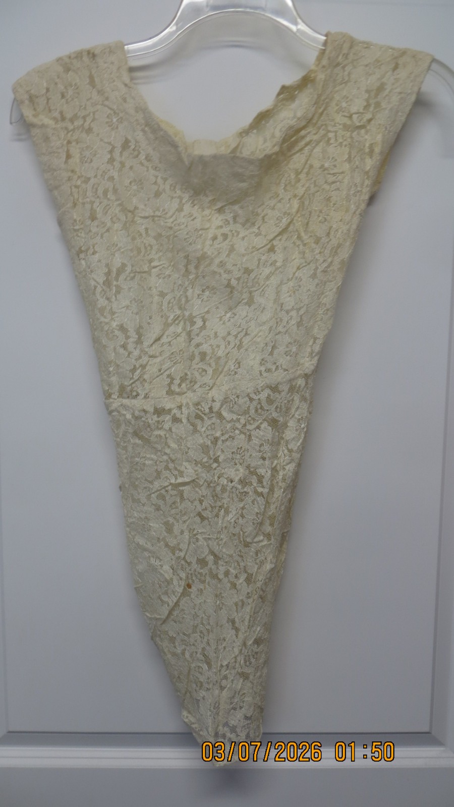 Vintage Off-White Handmade Lacy Young Ladies Top/Blouse - Size Unknown