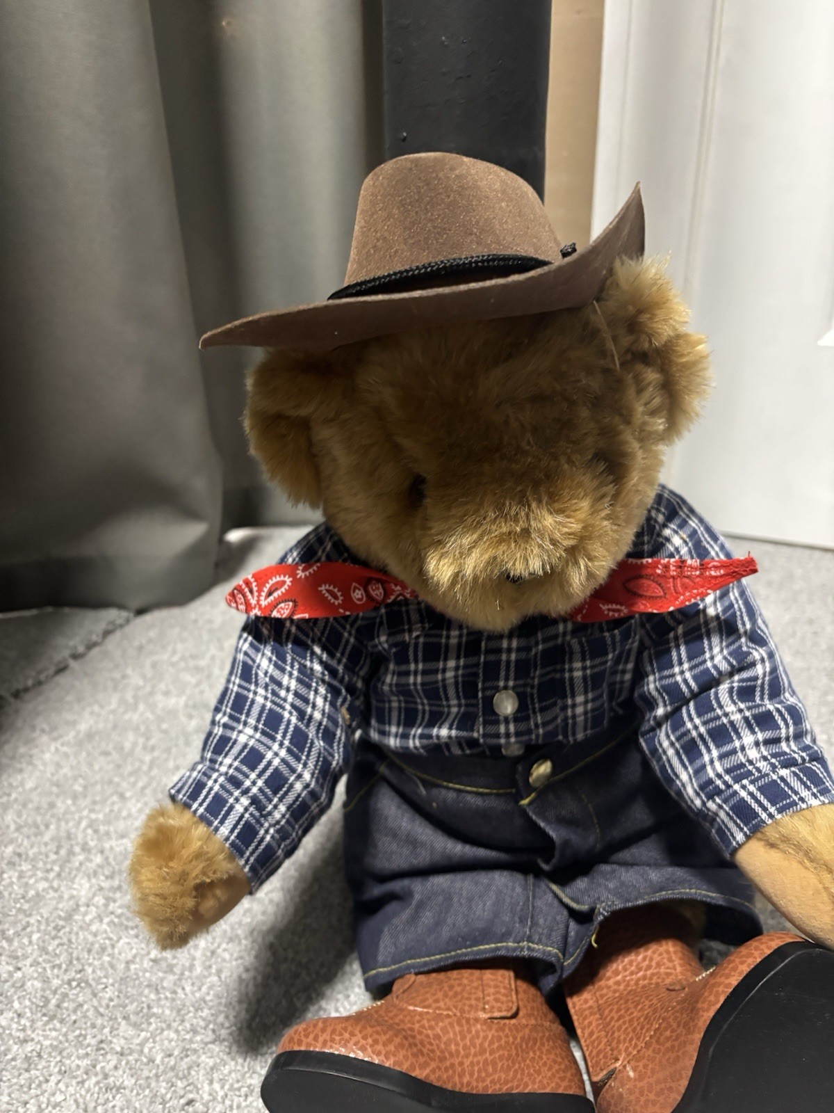 Vermont Teddy Bear Brown Plush Bear Cowboy Outfit Hat Boots Original Box
