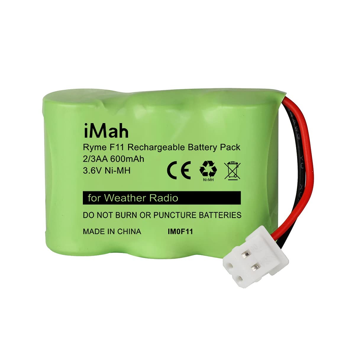 Ryme F11 2/3AA600 3.6V 600mAh Ni-MH Battery Pack, fits Kaito KA500 KA550 KA60...