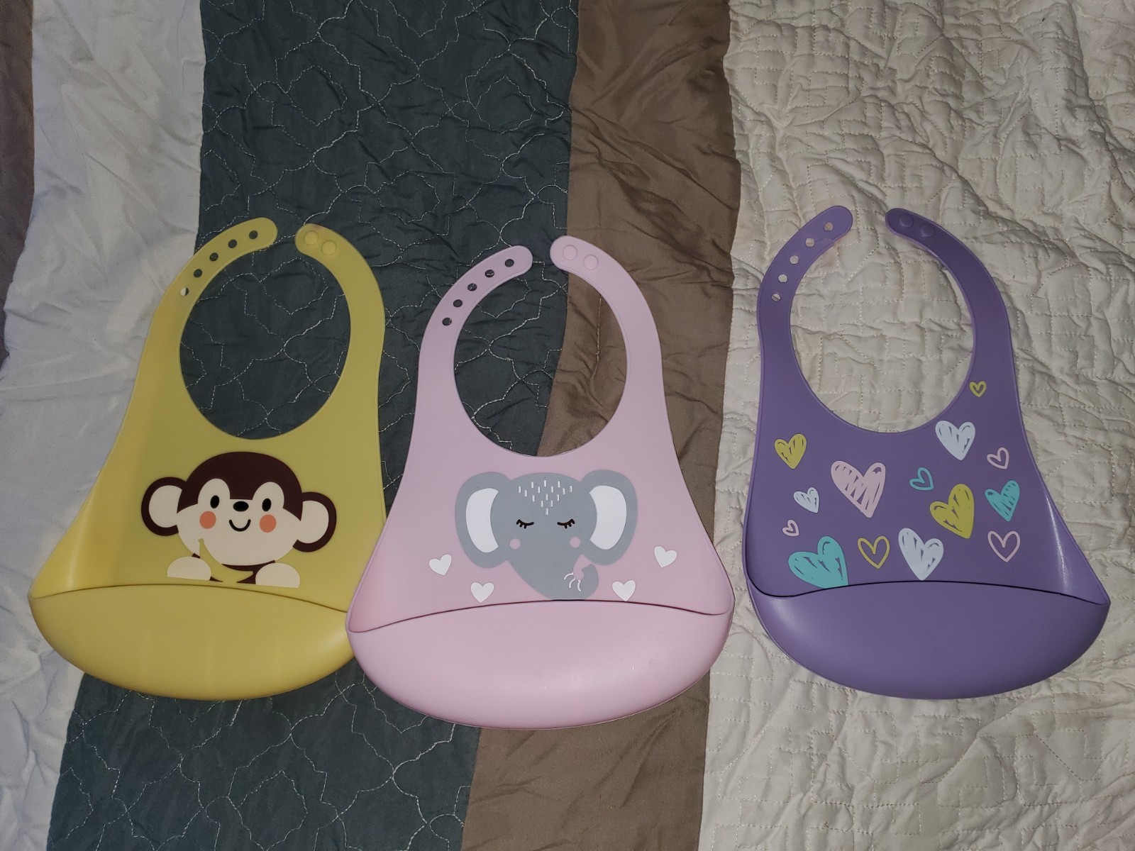 3 Parent's Choice Toddler Silicone Scoop Bibs Infant Waterproof Washable Girls