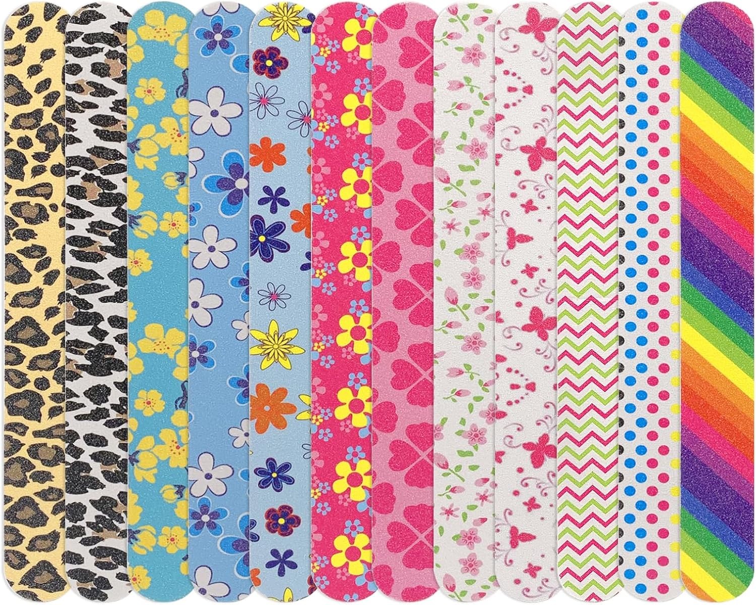 12PCS Professional Double-Sided 100/180 Grit Nail Files Colorful Manicure Pedicu