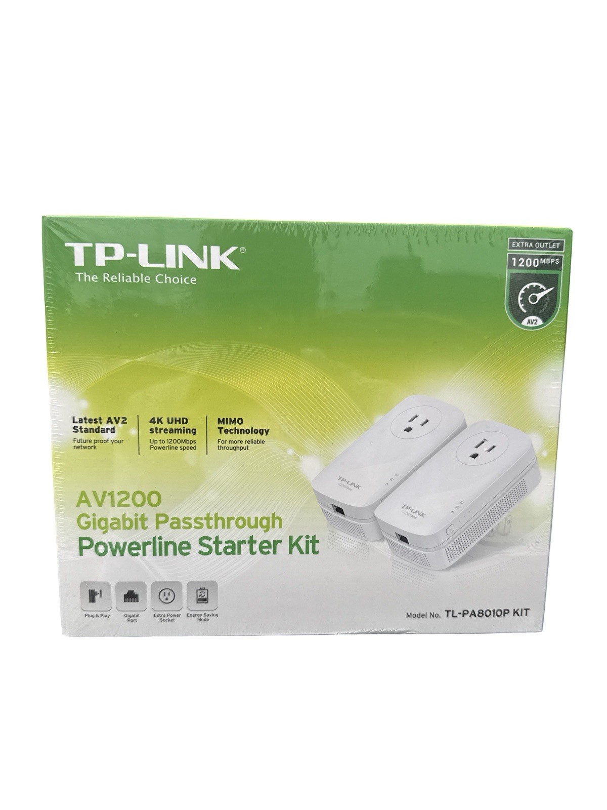 TP-LINK AV1200 TL-PA8010P Gigabit Passthrough Powerline Starter Kit - NEW SEALED