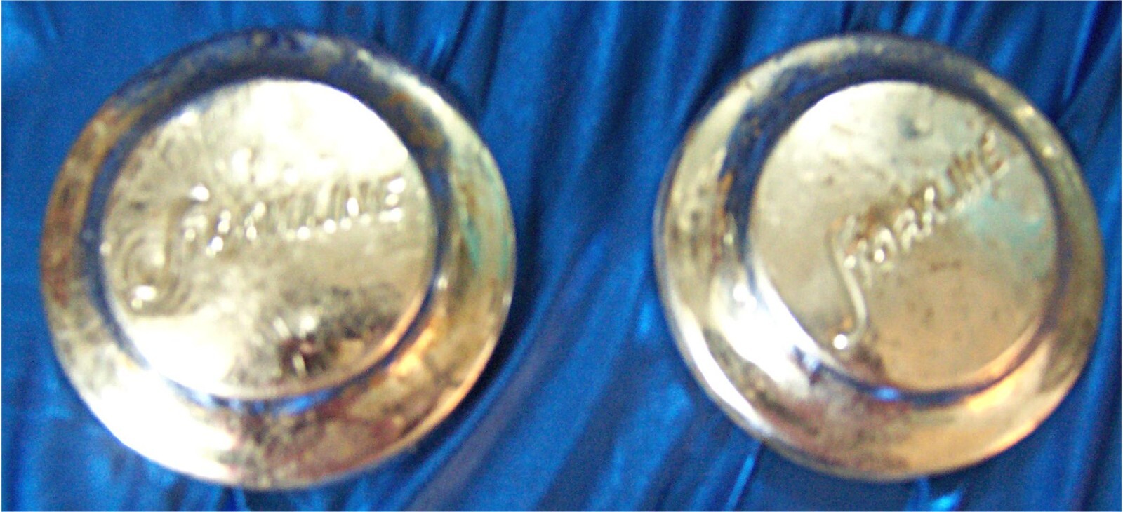 2   3-1/2" chromed metal baby buggy wheel hubcaps stork line carriage
