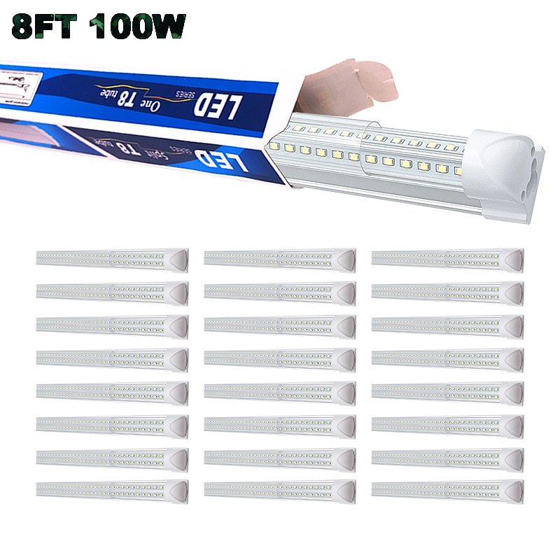 25 Pack 8FT 100W LED Linkable Shop Ceiling Light Super Bright Garage Light 6500K