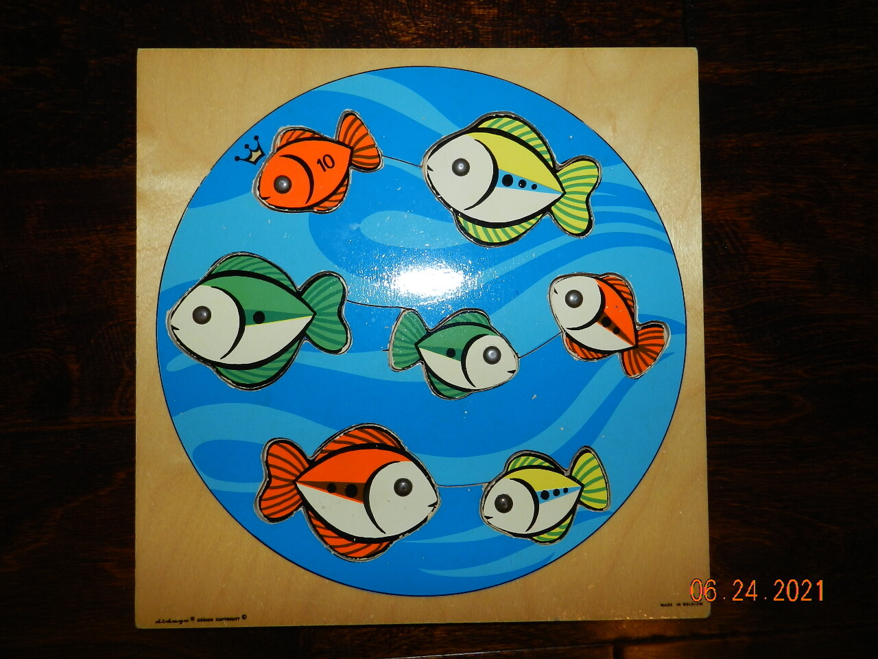 ‘Didago’ Made In Belgium Wood Cut-Outs Puzzle Childs Educational Toy Fishing 