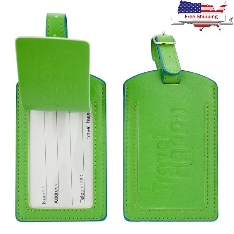 Durable PU Leather Luggage Tags Travel ID Tags Set of 2 Easy Identification New