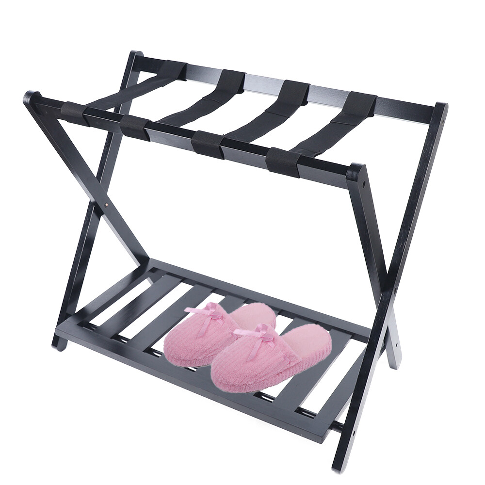 Folding Luggage Suitcase Rack Bamboo Foldable Hotel Shelf Stand Fit Travel Home