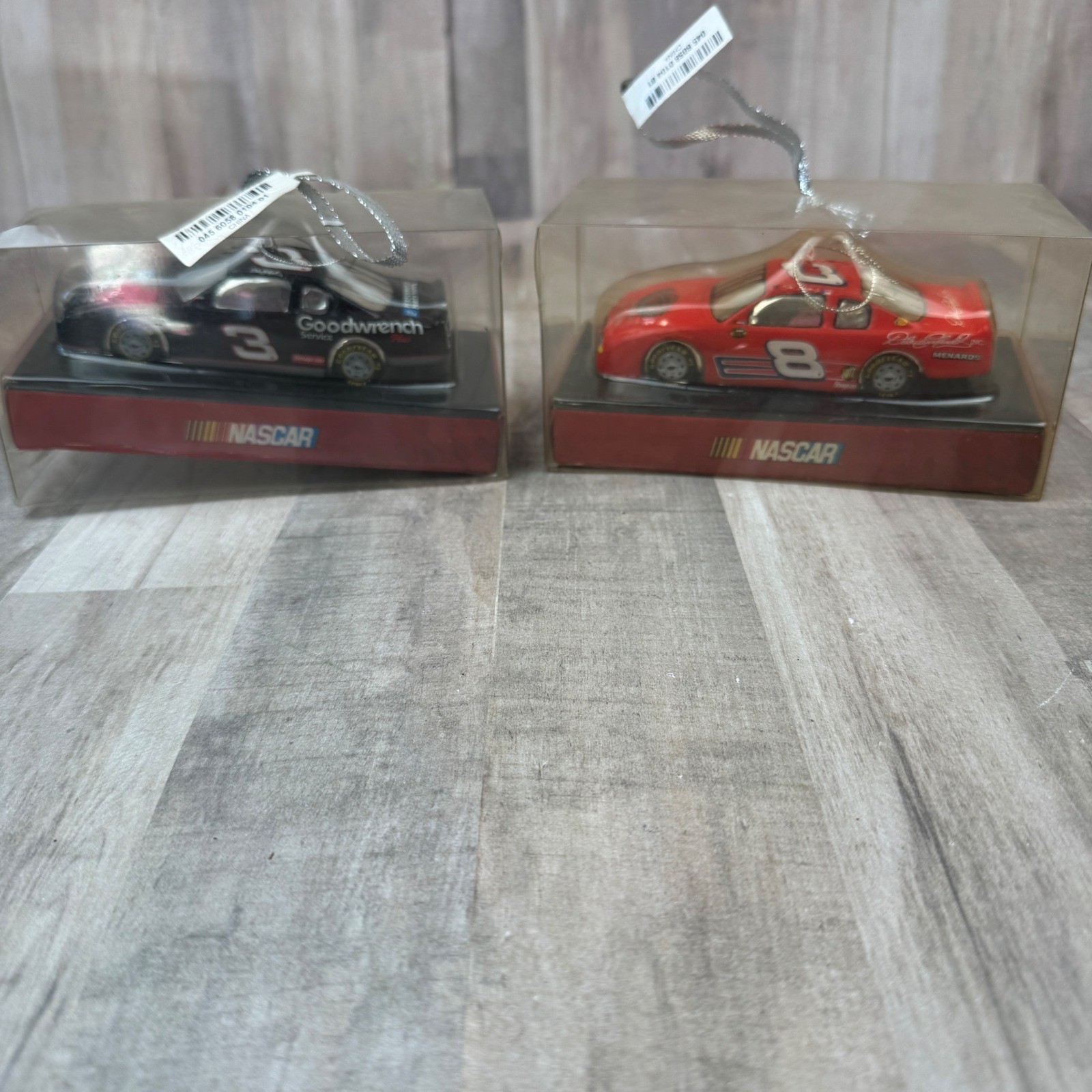 Dale Earnhardt Dale Jr Glass Christmas Ornaments Cars NASCAR #3 #8 Budweiser