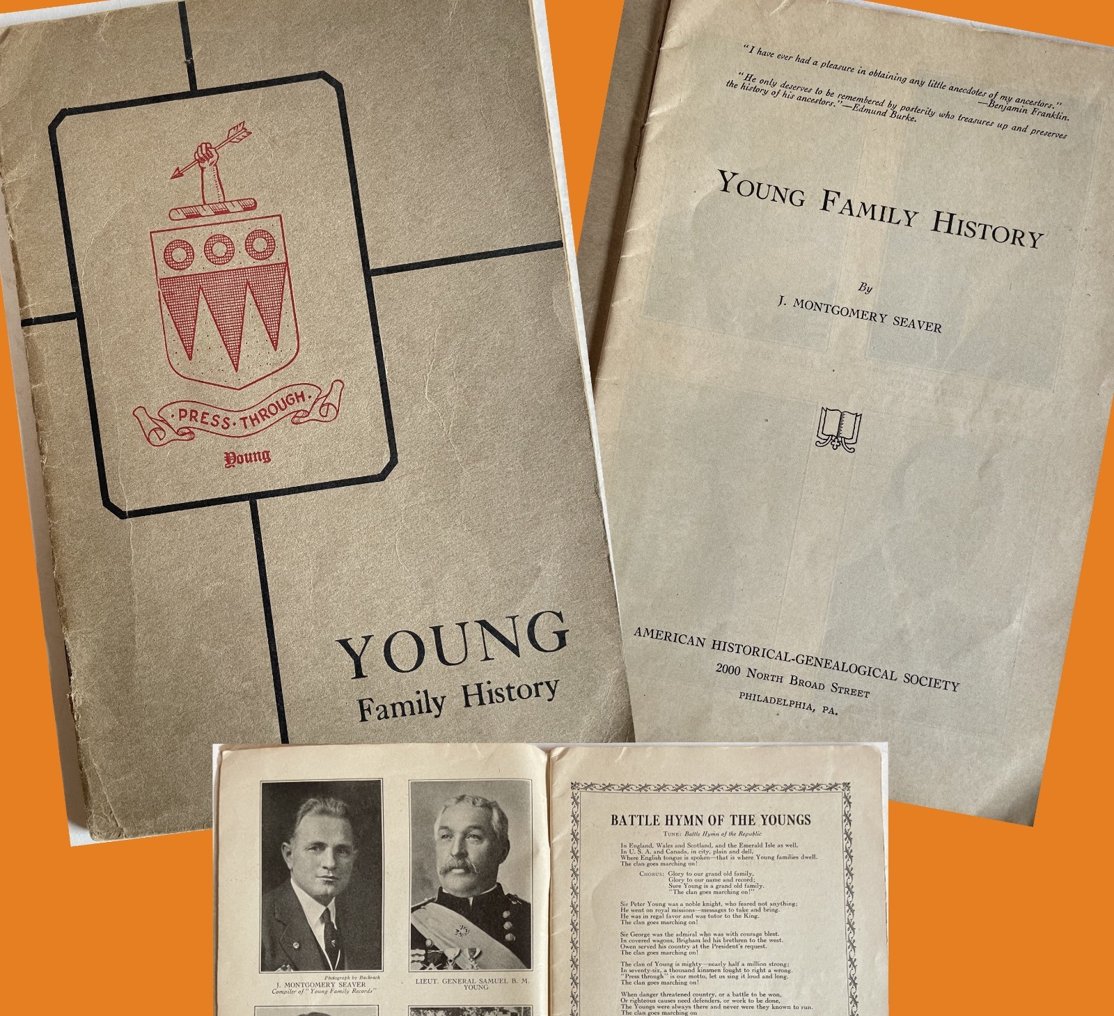 1929 YOUNG FAMILY HISTORY Genealogy J. Montgomery SEAVER Vintage Book Pamphlet