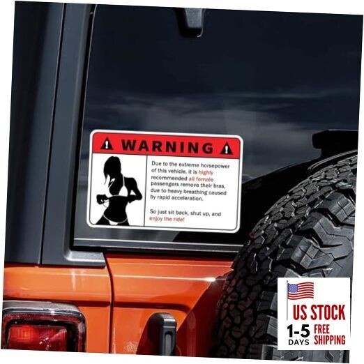 2pcs Warning Signs Car Stickers 5.12''x3.15'', Funny Waterproof Decal, 