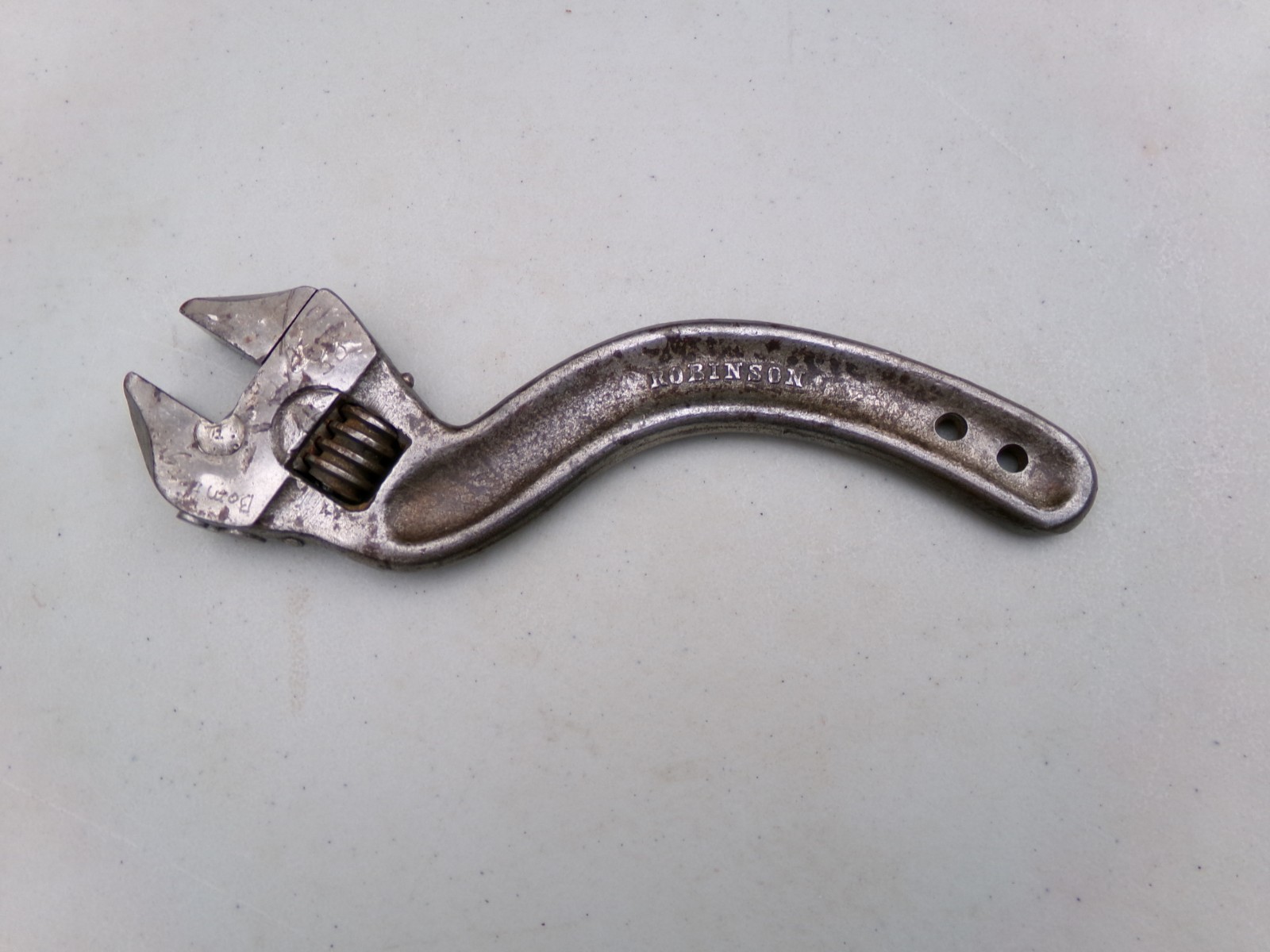 Robinson 8" Curved Handle Adjustable Wrench Vintage Tool