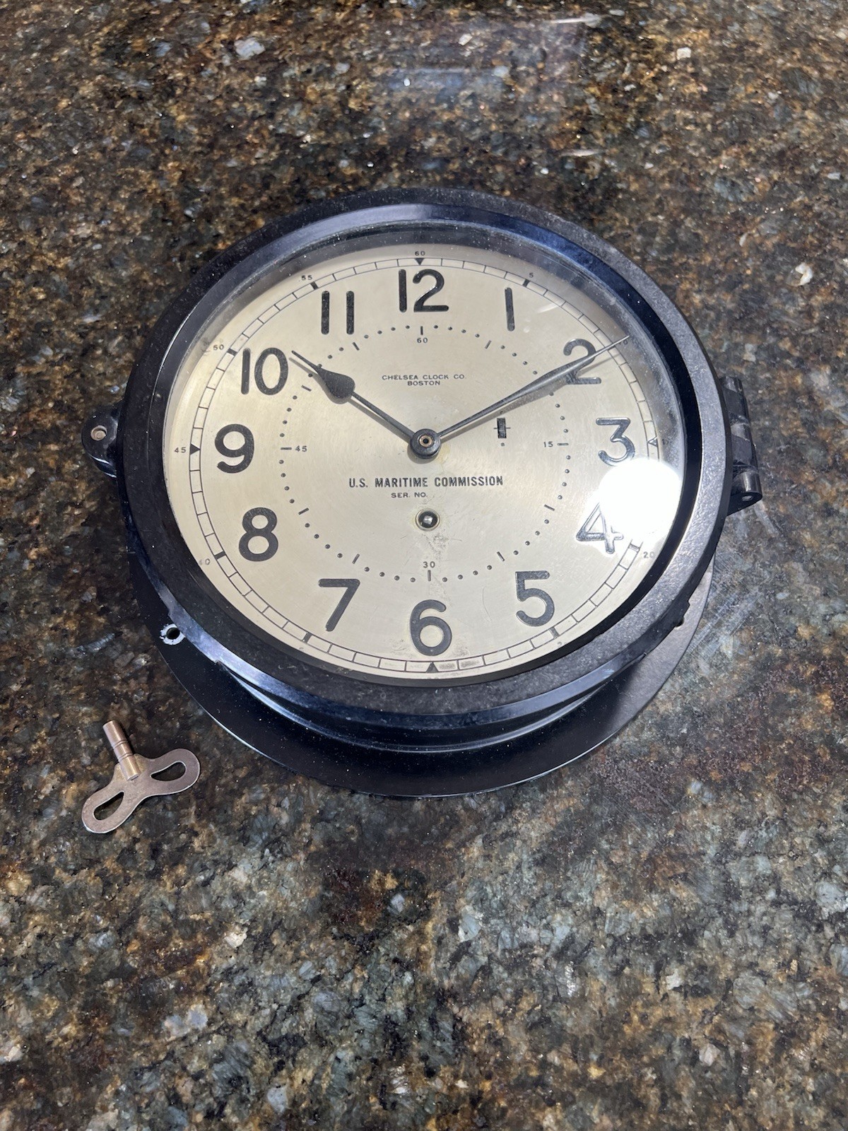 WWII Chelsea Clock Co. U.S. Maritime Commission Bulkhead Ship Clock  Parts Or ??