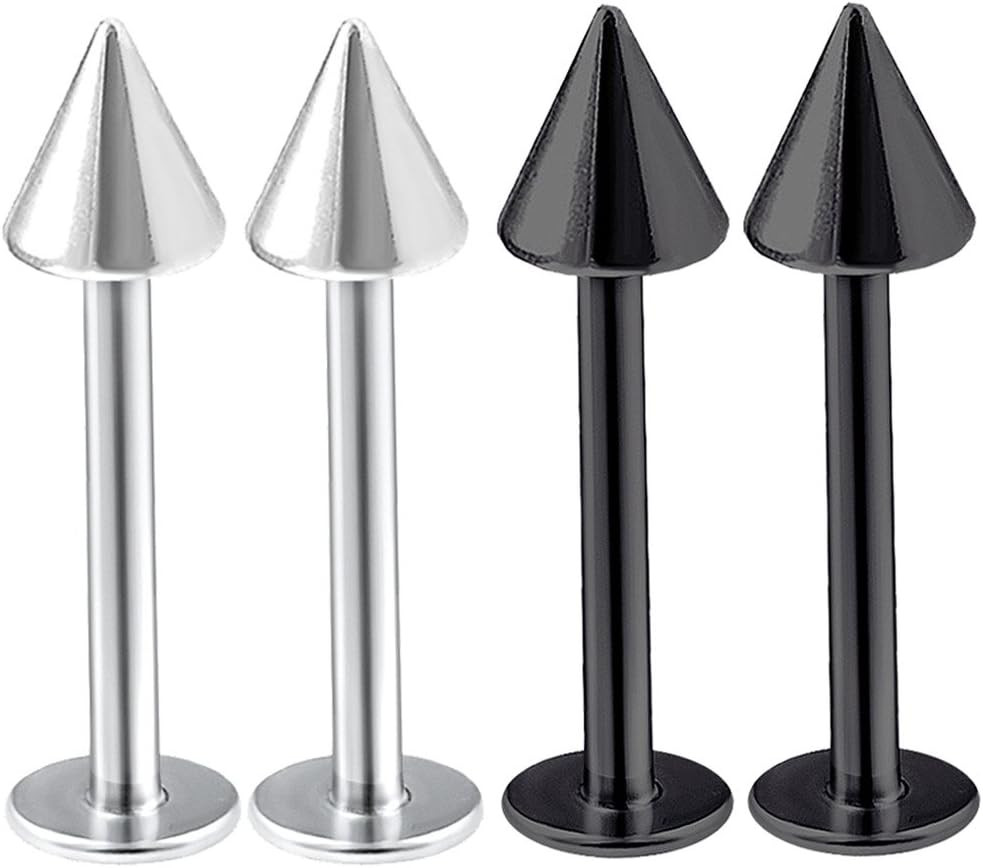 4Pcs 16G Labret Stud Lip Ring Cartilage Tragus Snakebite Monroe Triple Forward H