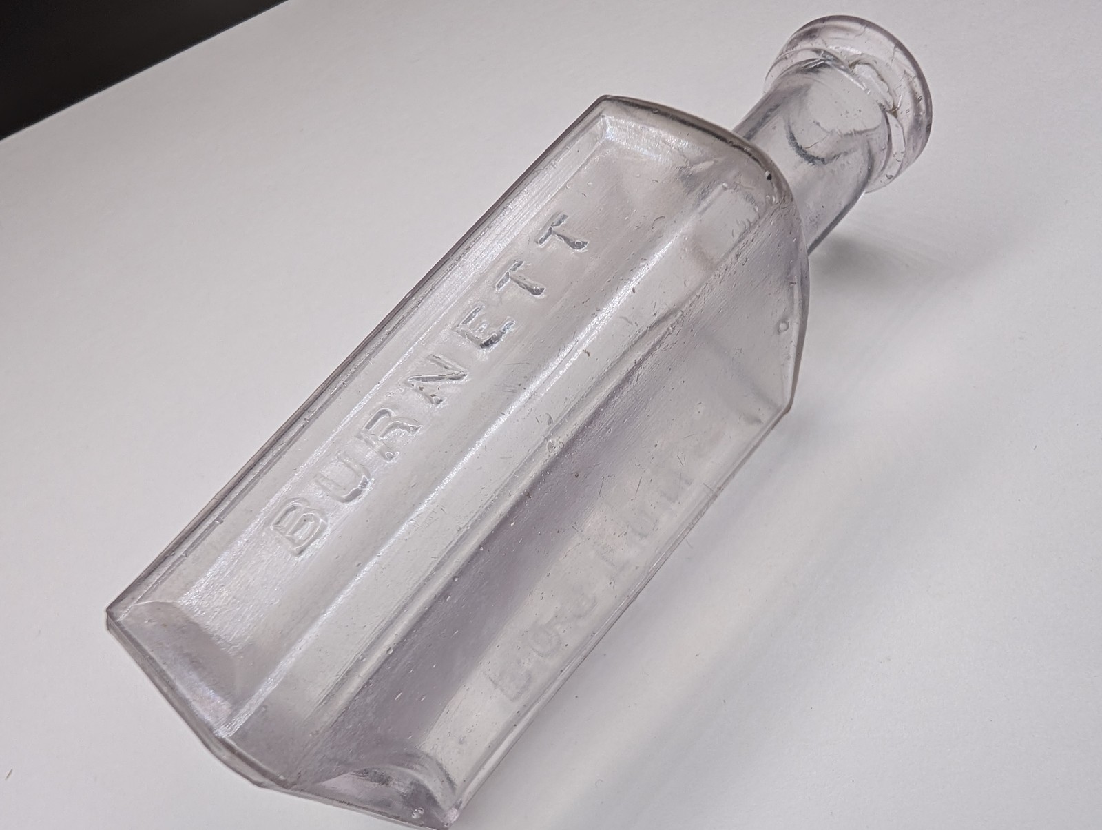 Vtg BOSTON BURNETT Glass Medicine Purple Bottle Apothecary Pharmacy Vial Antique