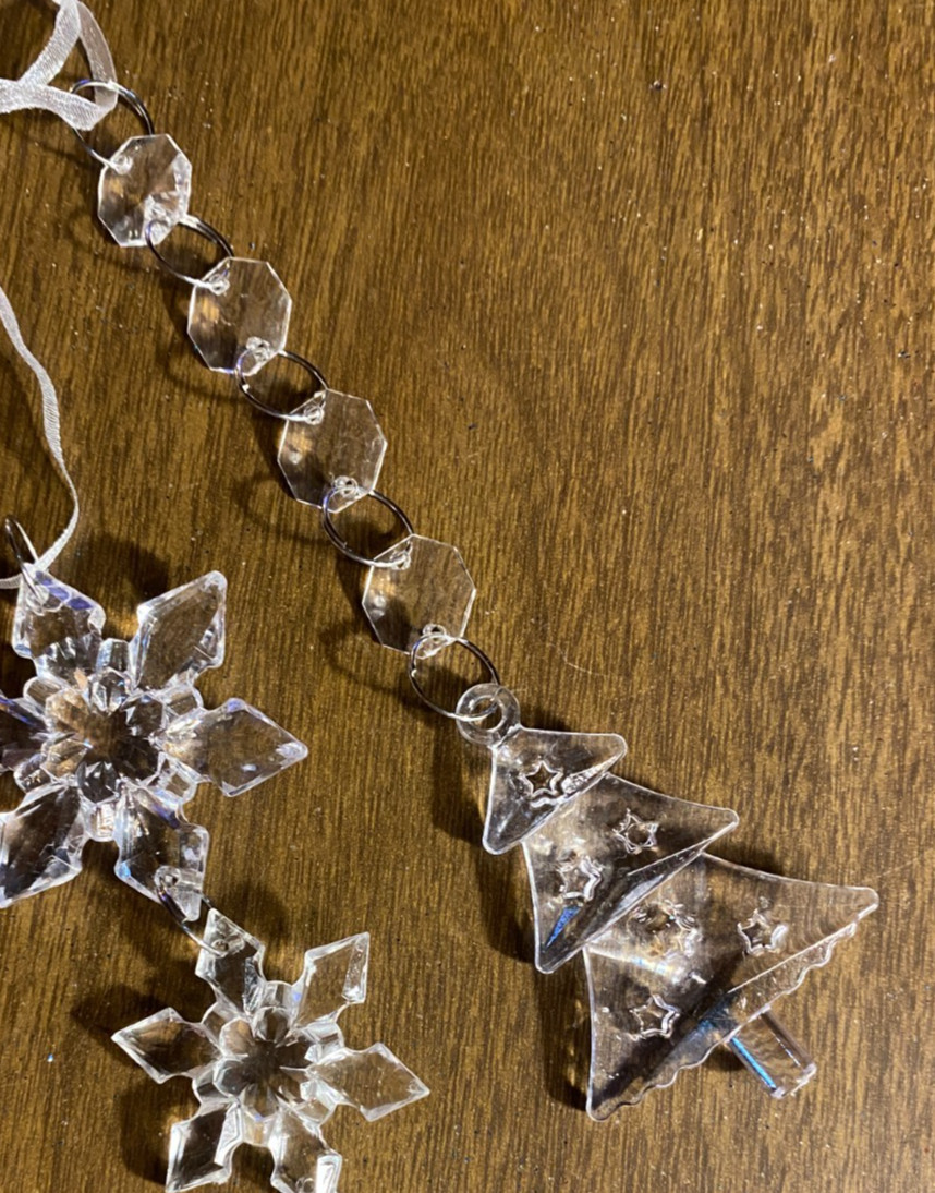 Clear Lucite Xmas Tree PRISM SUNCATCHER Christmas Ornament 6"