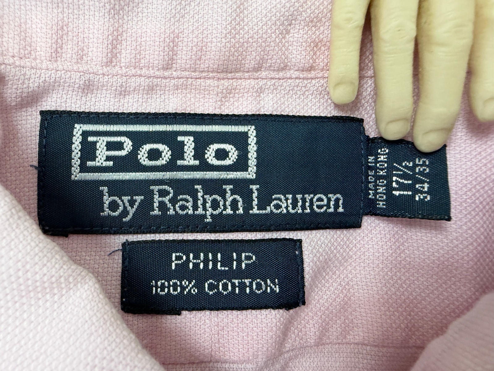 Vintage Ralph Lauren Dress Shirt Men XL Minimal Pink Cotton Philip 17.5 34 35