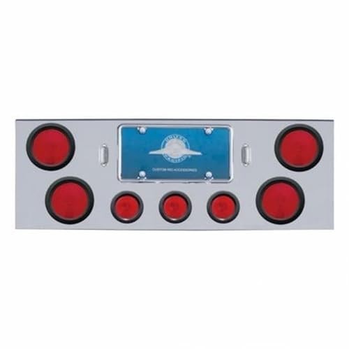  21435 Tail Light Panel, Rear Center, Chrome, 34", with Four 4" Lights & Three 