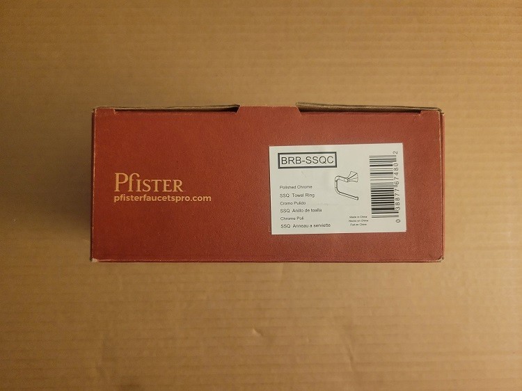 Pfister BRB-SSQC Soft Square 6-7/8" Towel Ring, Chrome