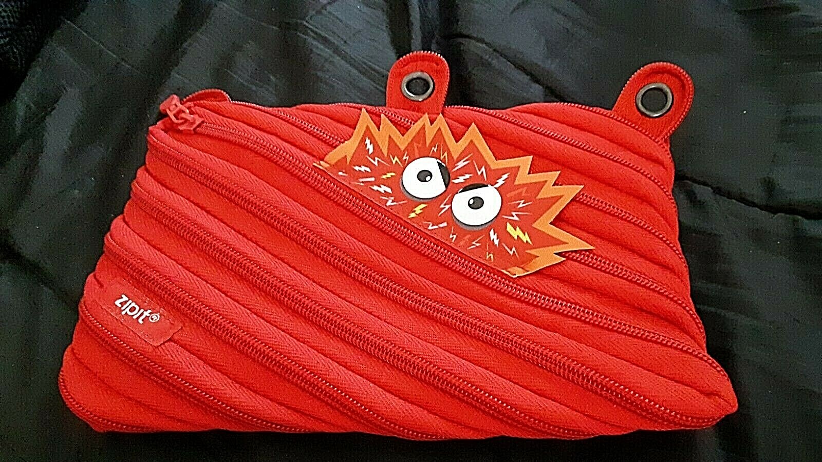 New Zip It  Kids Pencil Market Case Rings Clip Into School Binder Red