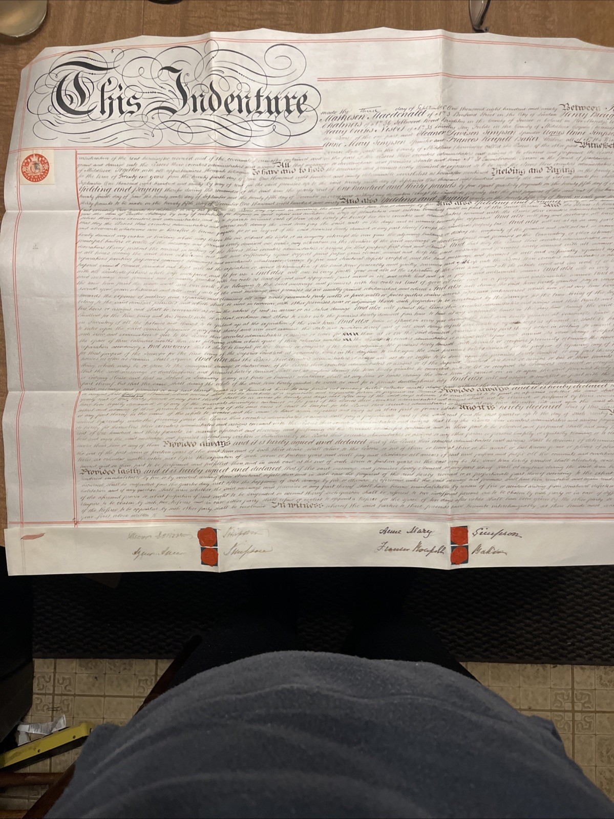 Beautiful 23 X 27 1890 British Indenture Signed By Notable Londoners